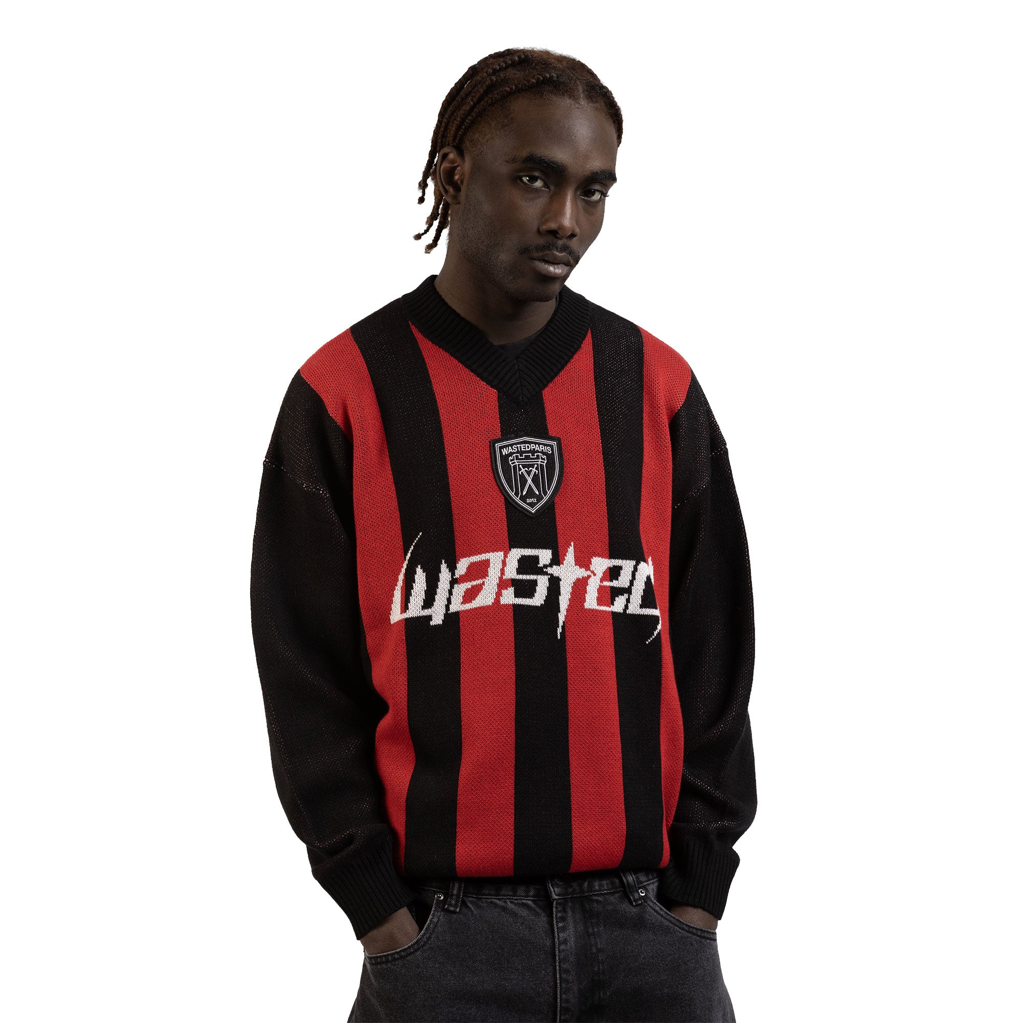 WASTED PARIS - BLADE SWEATER - BLACK / FIRE RED